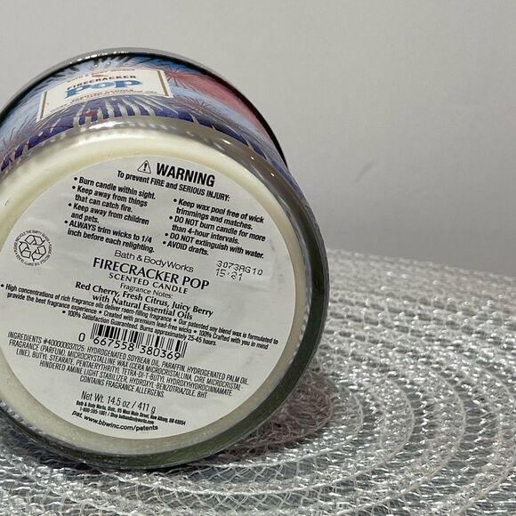 BBW Firecracker Pop 3 Wick Candle NWT - Picture 4 of 5